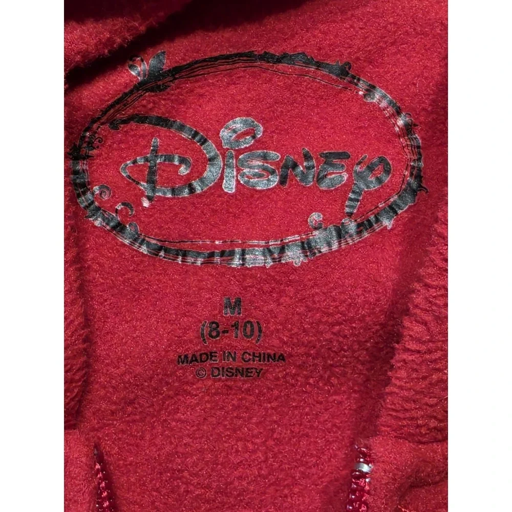 Disney Adult Minnie Mouse Red & Leopard Fleece 1 Pc Jumpsuit Pajamas Hood Size M - Picture 3 of 10